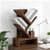 ZQQLVOO Tree Libreria a 3 ripiani, 30 x 18 x 48 cm, in legno | design a albero, tre livelli, materiale in legno, scomparti aperti, versatile, facile da pulire