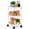 cecaro group Carrello Angoliera con Rotelle 3 Ripiani - Organizer Salvaspazio Angolare in Plastica Resistente H 51 cm - Ruote Girevoli 360° - Scaffale Portaoggetti per Cucina e Bagno - Bianco