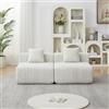 Kuczn Divano modulare da pavimento in morbida ciniglia Boneless Sofa curvo senza telaio con cuscino, divano letto con funzione letto, nessun montaggio, per camera da letto, soggiorno, ufficio, beige