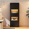 Merax Vetrina con illuminazione a LED, vetrina in vetro, 61 x 42 x 162 cm, con 2 ante e ripiani in vetro regolabili, per soggiorno, libreria e armadio portaoggetti