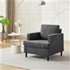 Euker Mid-Century - Poltrona da lettura per soggiorno e camera da letto, con imbottitura in lino, schienale morbido, seduta bassa, braccioli, gambe in legno massello, colore: grigio scuro