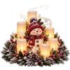Generic Centrotavola Natalizio Illuminato con Bagliore di Candela Senza Fiamma | Renna in Resina Dipinta a Mano con Rami, Pigne e Bacche Rosse, Luci a Batteria, per Ingresso, Mensola e Vetrina, Idea Regalo
