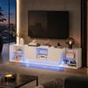 BIYFSDS Mobile TV LED 200 cm bianco lucido, mobile TV moderno da appoggiare o appendere, illuminazione RGB a colori, 2 cassetti e mensola in vetro, per soggiorno o camera da letto, 200 x 35 x 45 cm (bianco-1
