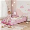 DecHome - Letto Bambini 3-5 Anni Letto Cameretta a Forma di Macchina con Sponde Laterali Anticaduta 140x70 cm colore Rosa
