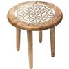 XdeliX Tavolino a forma di fiore della vita bianco in legno di mango - rotondo - Ø 30 cm x altezza 31 cm - 1665 g - Sgabello in legno con 4 gambe, sgabello per piante, tavolo decorativo, tavolo altare