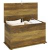 HOMCOM Cassapanca 102L scatola coperte panca scarpe 80x40x45cm Marrone | Coperchio a cerniera di sicurezza, baule, panca a fine letto, camera da letto, corridoio, soggiorno, stanza giochi