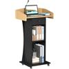 SOCOMFAY Leggio portatile con fori di gestione dei cavi, con cassetti e ripiani regolabili, podio in legno con ruote, podio per scuole, chiese