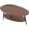 HPDTZ Tavolino piccolo in legno per soggiorno, tavolino ovale con due ripiani, portata 20 kg, per ogni piano, colore: marrone