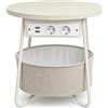 KARAT Tavolino Dario con prese e USB, beige naturale, Ø 45 cm | Tavolino rotondo con 2 prese, 2 porte USB-A e cestino aperto