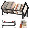 BADCRIS Libreria Scrivania Estensibile 28.5-48.5 cm, Porta Dischi in Vinile | Scaffale Libri Regolabile Scrivania in Metallo Nero con Piedini Antiscivolo, Libreria Inclinata da Tavolo Salvaspazio
