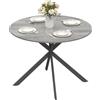 HOMCOM Tavolo da Pranzo Rotondo Ø100 cm Gambe a Croce in Acciaio Grigio | per 4 Persone, Tavolo da Cucina, Piano Effetto Legno, Tavolino da Soggiorno e Sala da Pranzo, Stile Industriale