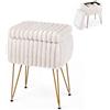 SOARS Sgabello da Trucco con Contenitore Nascosto, Portata 160 KG, Beige | Sedia da Toeletta con Coperchio Reversibile e Gambe Metalliche e Piedini Antiscivolo, Poggiapiedi Imbottito per Salotto