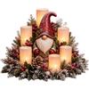 Generic Centrotavola Natalizio Illuminato con Bagliore di Candela Senza Fiamma | Renna in Resina Dipinta a Mano con Rami, Pigne e Bacche Rosse, Luci a Batteria, per Ingresso, Mensola e Vetrina, Idea Regalo