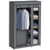 HOMCOM Armadio in Tessuto Salvaspazio, 5 Ripiani, 110x45x175 cm, Grigio | Guardaroba, Barra Appendiabiti, Copertura, Struttura in Acciaio, per Camera da Letto
