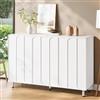 Rosebibi Credenza scarpiera PB&MDF, 3 ante, goffratura ad arco verticale, ripiani regolabili, 5 piedini tubolari in metallo, cerniere ammortizzate, bianco