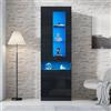 Merax Vetrina con illuminazione a LED, 50 x 40 x 180 cm, con ripiani in vetro, vetrina lucida, armadio per soggiorno con scomparto aperto e mobiletto inferiore, armadio multifunzione