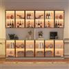 Merax - Vetrinetta Bianca con Illuminazione a LED, 240 x 34 x 200 cm, Credenza con 12 Ante in Vetro, Grande Vetrinetta Alta con Controllo App, Mobile per Soggiorno Multifunzionale