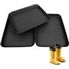 Strehknewen Set di 3 Porta Scarpe da Esterno Impermeabili 35×27,5×3cm, Scarpiera Plastica Antigoccia per Ingresso Casa, Vaschette Raccogligocce Multiuso per Interni ed Esterni, Nero