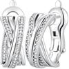 Miaofu Orecchini a Cerchio 18k Oro Bianco Placcata Argento Zirconi Simulato Diamante Brillanti per Donna