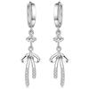 BWDHJLEY Orecchini da donna con zirconi cubici pendenti, con fiocco in argento e base placcata in oro bianco