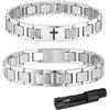 XUANPAI Bracciale da uomo in acciaio inox, con croce di Gesù Cristo, regolabile, con chiusura a levetta, regalo per figlio, papà, marito, fratello, cresima, Natale