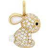 amor - Ciondolo Charm da Donna in Argento 925 - Placcato Oro/Dorato - con Occhio di Gatto e Zircone e Perla - Design a Lepre - AMR-P0060