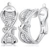 Miaofu Orecchini a Cerchio 18k Oro Bianco Placcata Argento Zirconi Simulato Diamante Brillanti per Donna