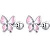 Qings Orecchini con chiusura a vite, piccoli orecchini in argento 925 | Orecchini da donna a forma di cuore e fiori, per ragazze, ipoallergenici, per bambini