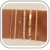 SIXDUTON Set di 6 braccialetti da donna, placcati in oro 14 carati, regolabili, con zirconi cubici