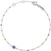 PERIMADE Braccialetto con ciondolo a forma di occhio di malocchio, in argento Sterling 925, smaltato blu turco, braccialetto a catena con perline malocchio per donne, placcato oro 18 carati, catena di
