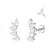 limerencia ASTM F136 - Orecchini a perno in titanio senza filettatura, ipoallergenici, con retro piatto, zirconia cubica, G23, 18 G, 6 mm, 8 mm, per cartilagine, elice, trago, conchiglia (una coppia)