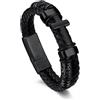 Bandmax Bracciale Uomo in Pelle Impermeabile con Croce 19/21/23CM | Braccialetto con Chiusura Magnetica Gioielli Amuleto con Crocifisso in Acciaio Inossidabile Regalo Religioso per Marito Padre