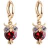 Wycian Orecchini pendenti da donna, in oro, a forma di gufo, con zirconi cubici rossi rotondi, per San Valentino, gioielli alla moda, Red, base placcata oro rosa, Zirconia cubica