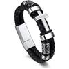 Bandmax Bracciale Uomo in Pelle Impermeabile con Croce 19/21/23CM | Braccialetto con Chiusura Magnetica Gioielli Amuleto con Crocifisso in Acciaio Inossidabile Regalo Religioso per Marito Padre