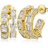 Miaofu Orecchini a Cerchio 18k Oro Bianco Placcata Argento Zirconi Simulato Diamante Brillanti per Donna