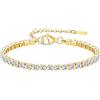 Flongo Bracciale da tennis da donna, con zirconi, in acciaio inox, regolabile, con brillantini, idea regalo per matrimonio e donne