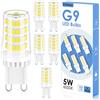 Cnkeeo Lampadina LED G9, luce bianca fredda, 6000 K, 5 W, G9, ricambio per lampadine alogene da 50 W, 500 lm, angolo di diffusione di 360°, non dimmerabile, senza sfarfallio, adatta per lampadari