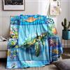 BNREDA coperta di peluche tartaruga, animali nell'oceano coperta di flanella soffice in pile, coperta da divano coperta per bambini e adulti (Animali-2, 130x150cm)