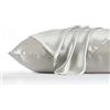 DISANGNI 100% Natural Mulberry Silk Pillow case for Hair and Skin with Hidden Zipper 22 Momme Both Sides Real Silk Pillow Case (1pc 51x66cm, Light Grey)
