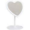 Flamingueo Specchio Trucco con Luci LED - 3 Modi di Luce - Intensità Regolabile - Controllo Tattile - Ricaricabile - Forma Cuore - Vanity Mirror - Bianco - 19,5x18x29cm