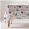 GAMUSI Tovaglia antimacchia cotone floreale rettangolare al tatto tessuto 160 x 300 cm, colore beige