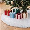 Pamofuper Copribase per albero di Natale in peluche bianco ed ecopelliccia - Decorazione natalizia