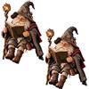 Generic Gnomo Studioso Errante - Statuetta di Mago Lettore Incantato (2Pcs) | Decorazione per amanti dei libri: Gnomo Studioso, Statua di Mago Fantasy per Libreria, Biblioteca, Scrivania, Angolo Lettura