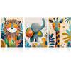 Dazzlewall Set 3 Pezzi Arte Murale Animali Safari Colorati, Poster Vivaci di Leone, Elefante e Giraffa per Camera dei Bambini o Stanza dei Giochi, 12x16 Pollici senza Cornice