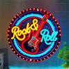 RuCvixkt Rock and Roll - Insegna al neon a LED a forma di chitarra con musica dal vivo, alimentata tramite USB, decorazione da parete per bar, pub, studi musicali, sala giochi, camera da letto, ottimo