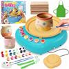 TingingYuli Tornio per Ceramica Bambini 6-12 Anni, Argilla Autoindurente, 12 Colori | Tornio elettrico per principianti: modella, incidi, asciuga 24-48 h e dipingi con strumenti, grembiule, tavolozza e guida