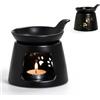 Mestive Bruciatore di incenso con ciotola: bruciatore di incenso in ceramica, bruciatore di incenso per diffusore di oli essenziali, lampada profumata per oli essenziali, colore nero