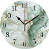 KLL Orologio da Parete in Marmo Bianco Verde Salvia Senza Cornice Orologio da Parete Semplice a Batteria per Decorazione Soggiorno 25,4 cm Nero