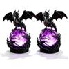 Generic Lampada a sfera di cristallo LED con drago gotico | Lampada orb fiabesca con drago in resina alimentata tramite USB, decorazione mistica e oscura per camera da letto o Halloween