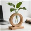 Generic Stazione di propagazione della provetta in legno, vasi idroponici vintage vaso da fiori vaso trasparente telaio in legno vetro da tavolo piante casa bonsai decorazione